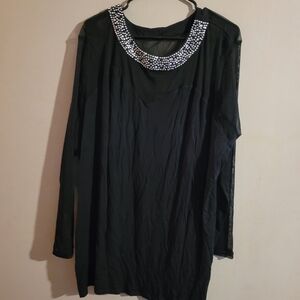 Roaman's Black Top with Silver Accents Size 26